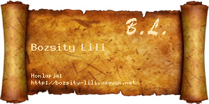 Bozsity Lili névjegykártya